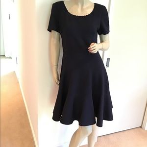 Rebecca Taylor Navy Blue‎ Fit Flare Herringbone tweed Dress 8